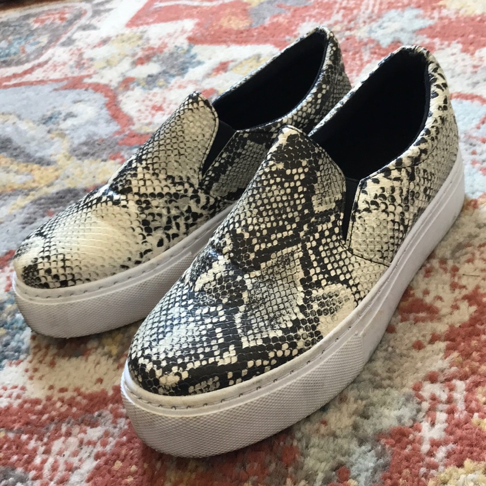 Platform snake skin slip on shoes